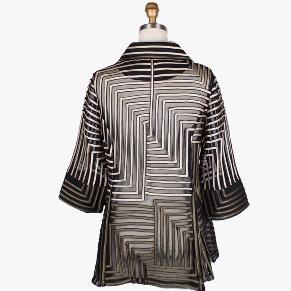 Damee Black & Gold Geometric Soutache on Mesh Jacket Size XXL - Picture 14 of 15